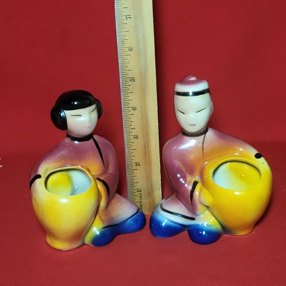 Vintage Planters Toothpick Holder Chinoiserie Chic Pottery Asian Oriental Figur - Picture 6 of 14